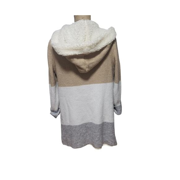 Sweet Rain ultra fuzzy hooded cardigan with pockets, neutral colors, size s - Picture 2 of 4